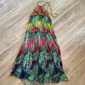 Vibrant multi colored backless maxi dress. Size small.